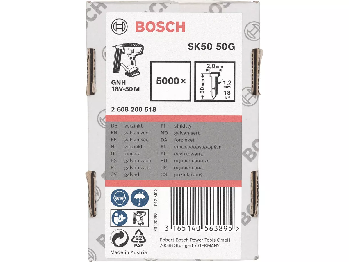 clous tête perdue 0° galvanisé pour GSK 50 BOSCH